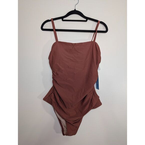 Cupshe NWT Blush Red Strappy Cutout One Piece Swimsuit Size M Tummy Control - Picture 2 of 10
